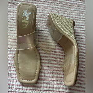 Zara Women's Wedge Sandals with Clear Straps - Beige